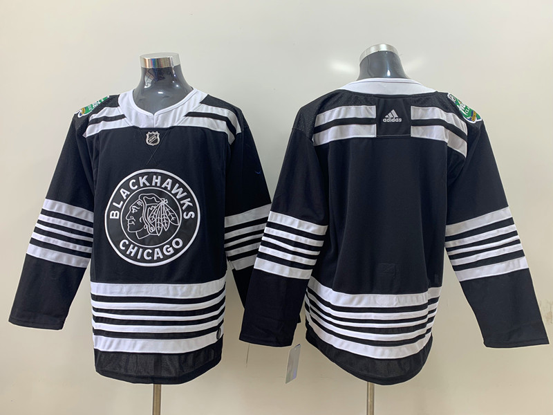 Men's Chicago Blackhawks Black Blank Jersey